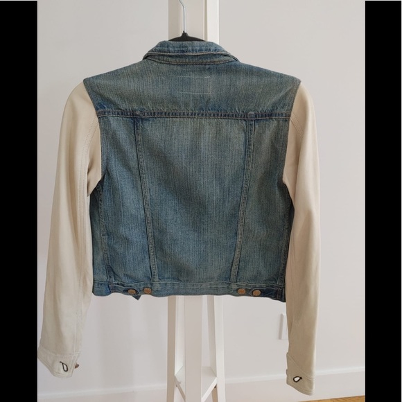 Rag and Bone Denim and Leather Blue/Cream Jacket - Picture 2 of 5